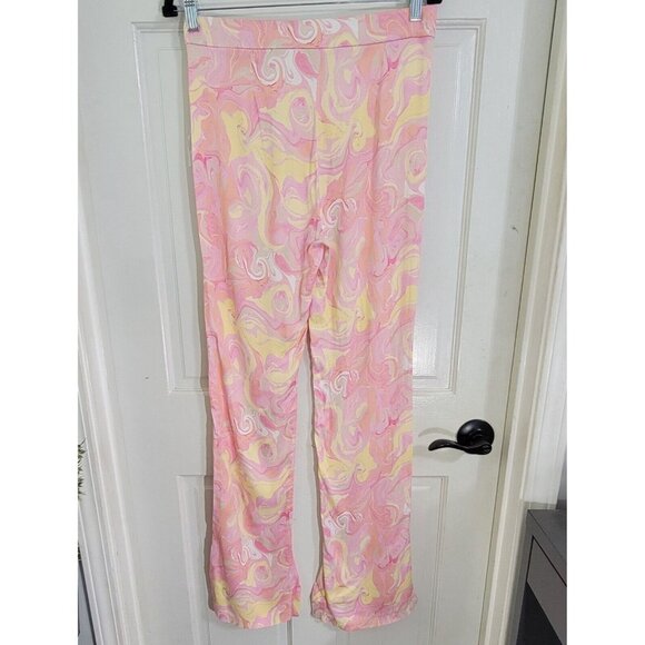 Zara‎ Womens Multicolor Marbled Watercolor Mini Flared Trouser High Rise Size M - Picture 3 of 9